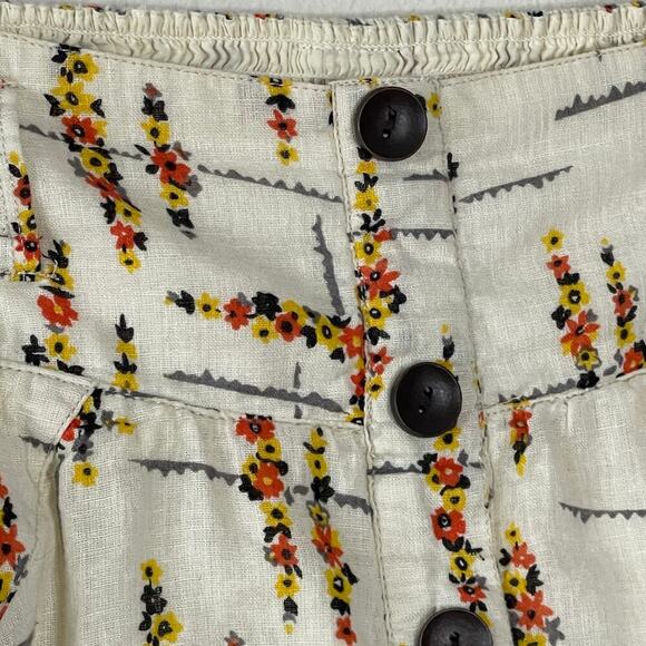 FREE PEOPLE FLORAL PRINT LINEN BLEND‎  MINI SKIRT SIZE M VINTAGE - Picture 3 of 9